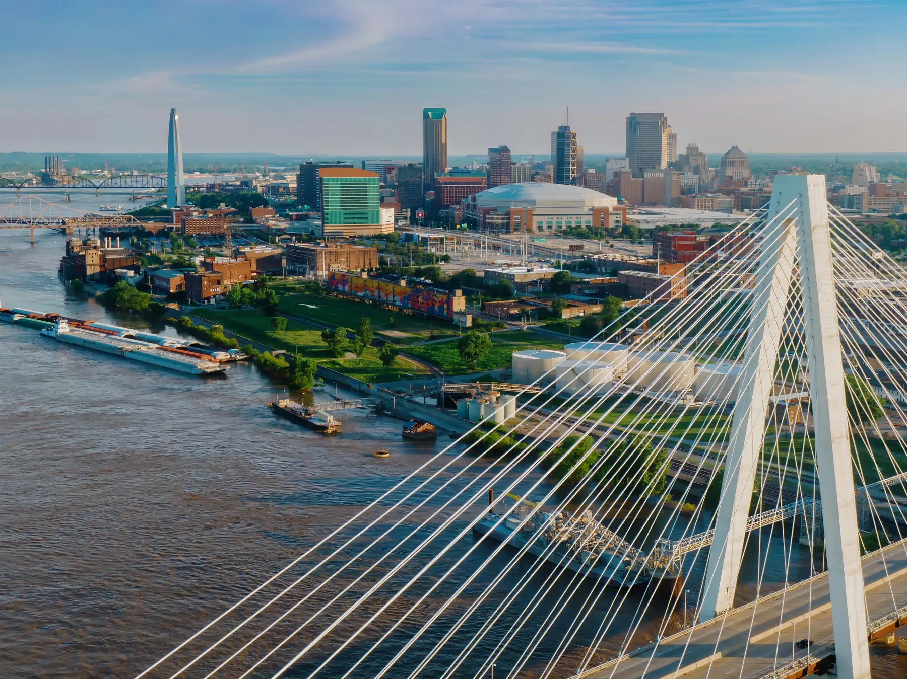 The Stan Musial Veterans Memorial Bridge crossing the Mississippi at St. Louis