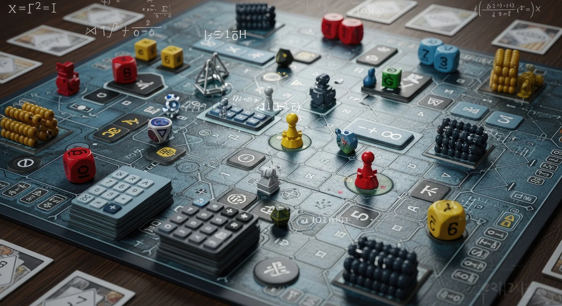 An intricate strategy board game seen from above